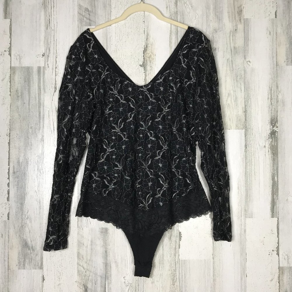 Bisou Bisou charcoal black shimmer bodysuit